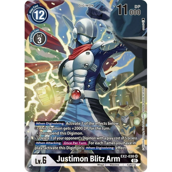 Digimon Digital Hazards Super Rare Justimon Blitz Arm EX2-038 (Alternate Art)
