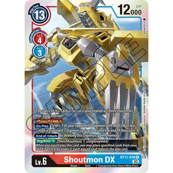 Digimon Dimensional Phase Rare Shoutmon DX BT11-018