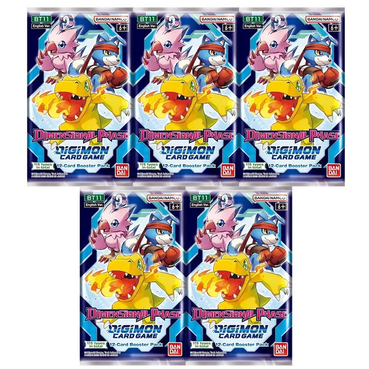 Digimon English Trading Card Game - Dimensional Phase BT11 - BOOSTER PACKS  (5 Pack Lot)