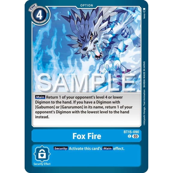 Digimon Exceed Apocalypse Common Fox Fire BT15-090
