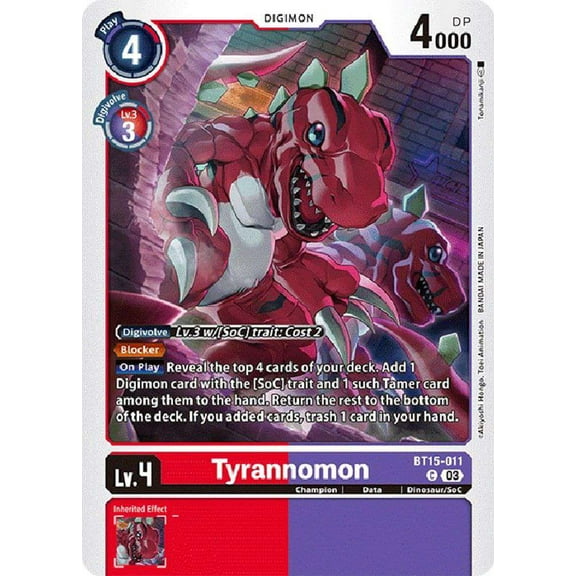 Digimon Exceed Apocalypse Common Tyrannomon BT15-011