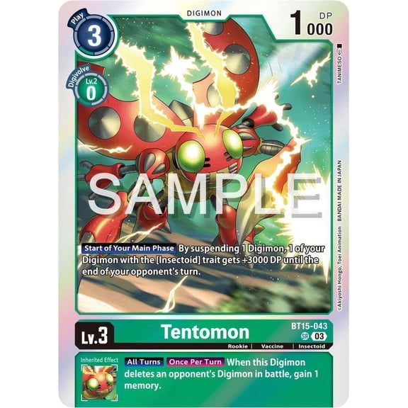 Digimon Exceed Apocalypse Super Rare Tentomon BT15-043