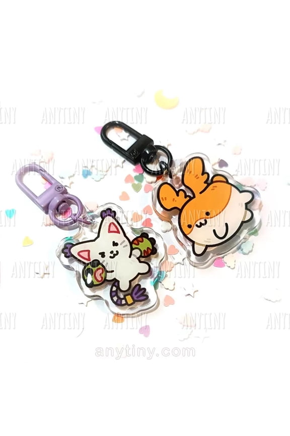Digimon, Gatomon and Patamon, keychains epoxy (1 keychain)