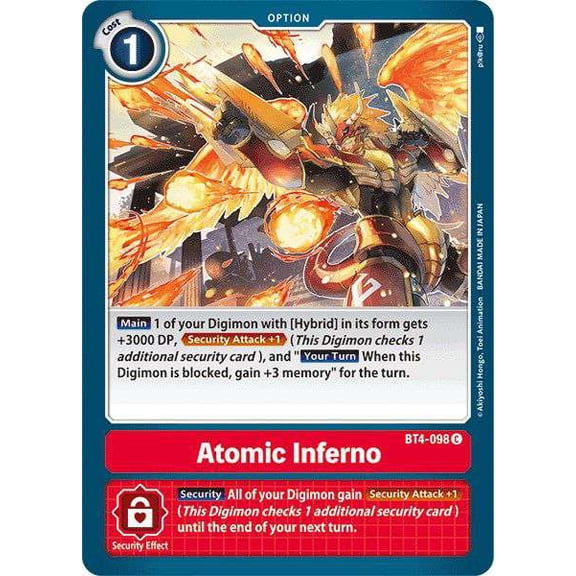 Digimon Great Legend Common Atomic Inferno BT4-098