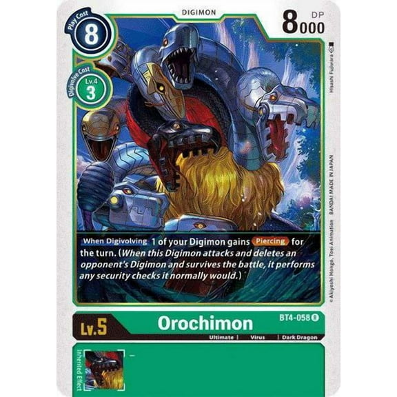 Digimon Great Legend Rare Orochimon BT4-058