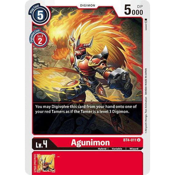 Digimon Great Legend Uncommon Agunimon BT4-011