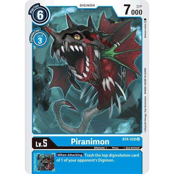 Digimon Great Legend Uncommon Piranimon BT4-028