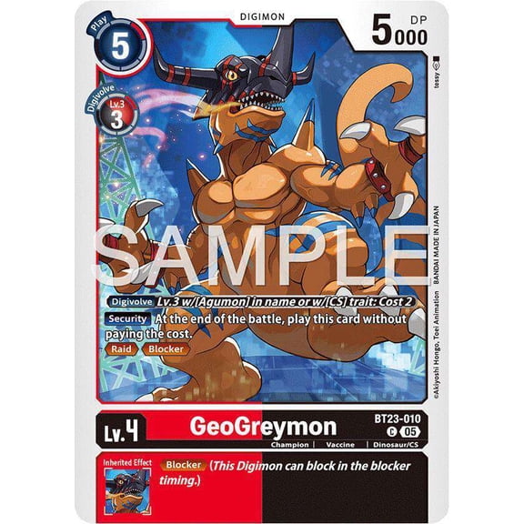 Digimon Hackers' Slumber Common GeoGreymon BT23-010