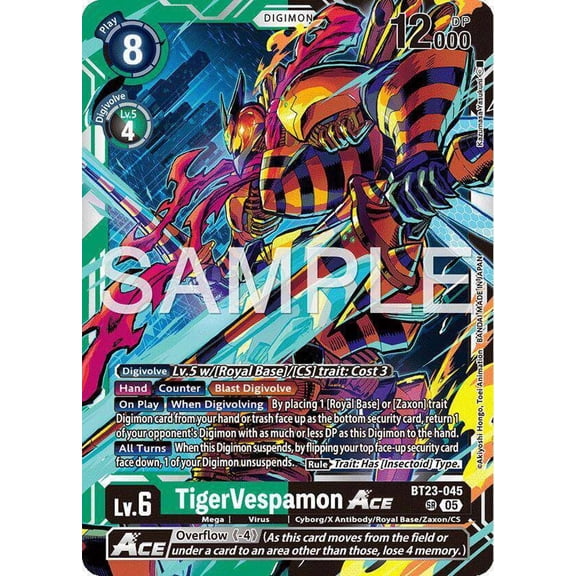 Digimon Hackers' Slumber Super Rare TigerVespamon ACE BT23-045