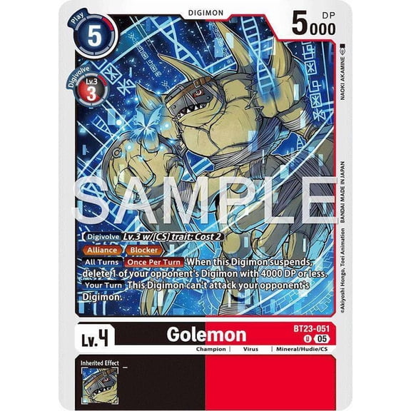 Digimon Hackers' Slumber Uncommon Golemon BT23-051