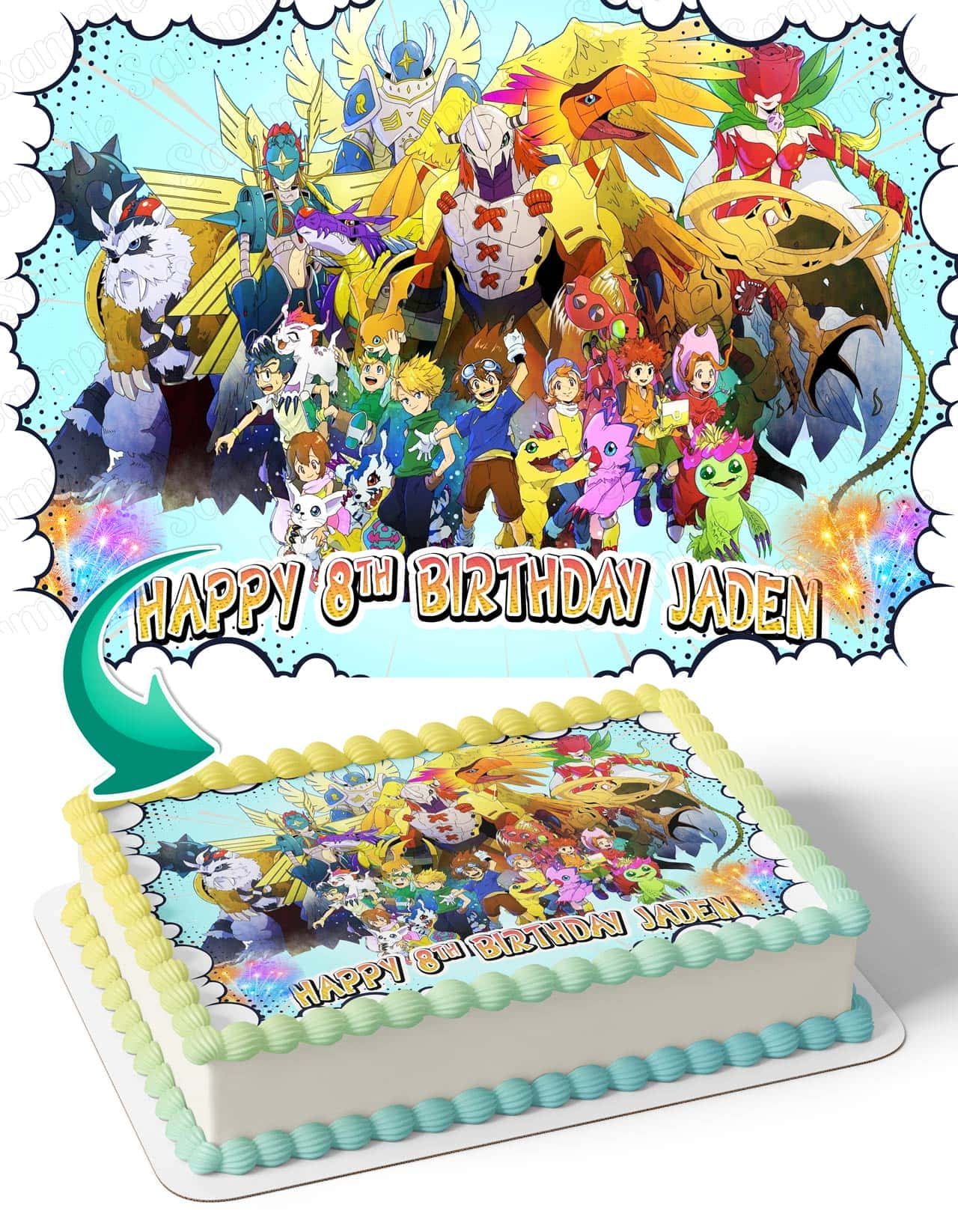 Digimon Kids Edible Cake Image Topper Birthday Cake Picture Photo Icing