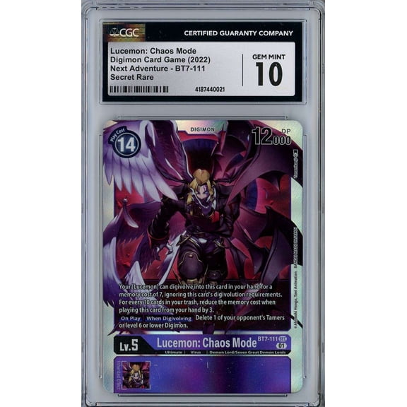 Digimon Next Adventure Secret Rare Lucemon: Chaos Mode BT7-111 (Alternate Art, CGC 10)