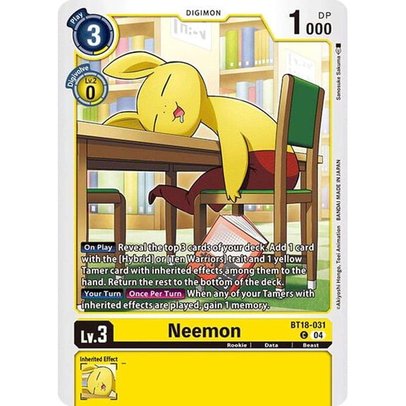 Digimon Release Special Booster 2.0 Common Neemon BT18-031