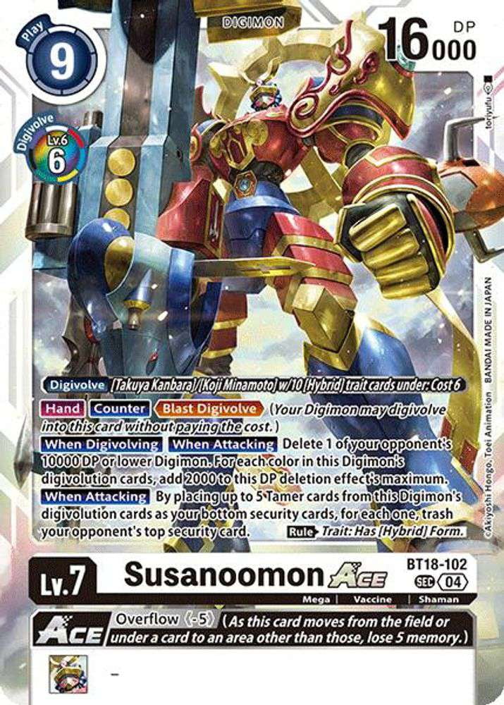 Digimon Release Special Booster 2.0 Secret Rare Susanoomon ACE BT18-102 ...