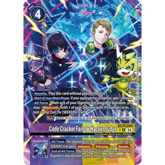 Digimon Release Special Booster 2.5 Rare Code Cracker Fang & Hacker Judge BT20-089 (Alternate Art)