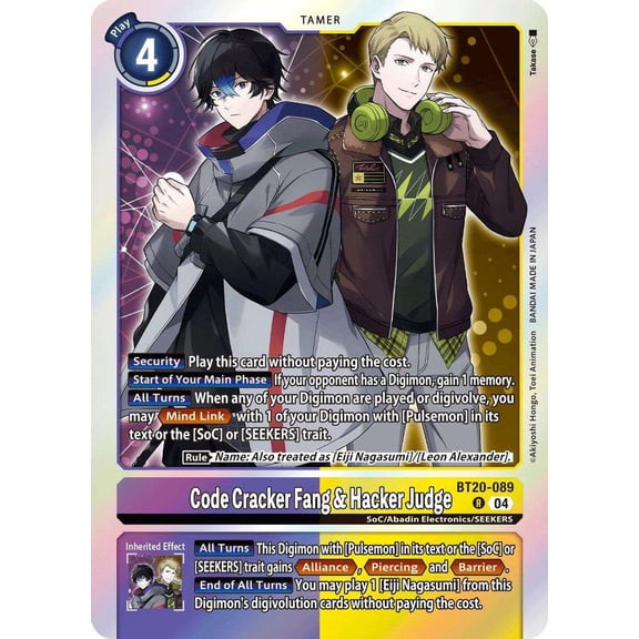 Digimon Release Special Booster 2.5 Rare Code Cracker Fang & Hacker Judge BT20-089