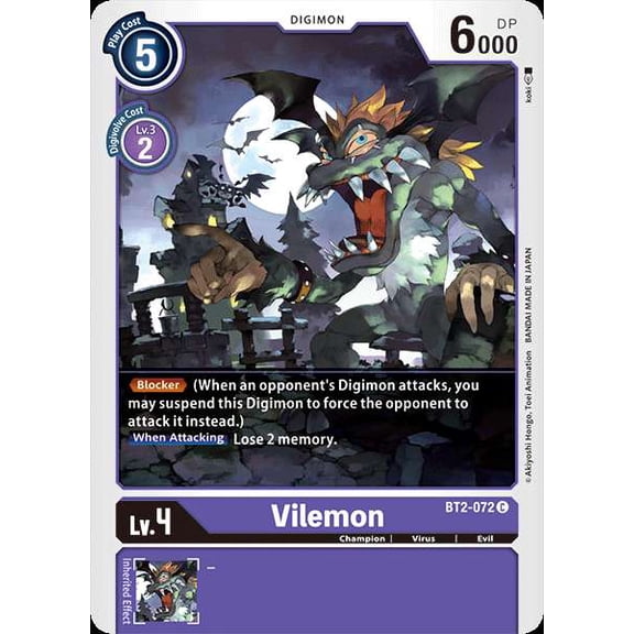 Digimon Release Special Booster Common Vilemon BT2-072