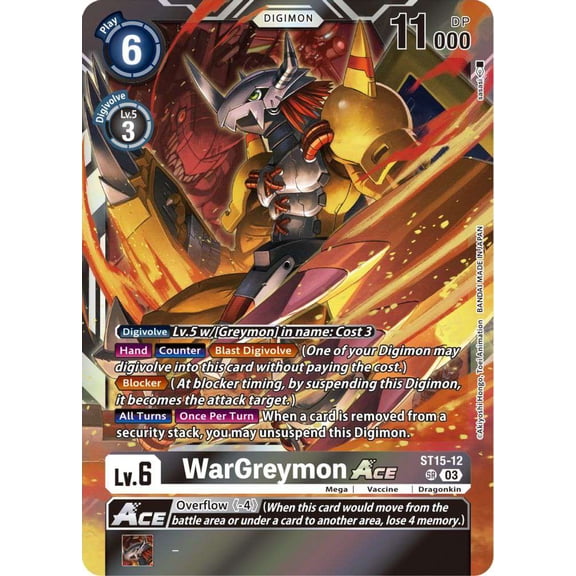 Digimon Starter Deck 15: Dragon of Courage Super Rare WarGreymon ACE ST15-12
