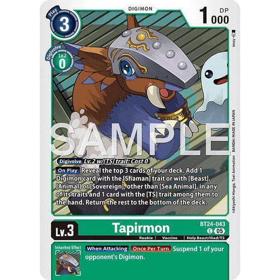 Digimon Time Stranger Common Tapirmon BT24-043