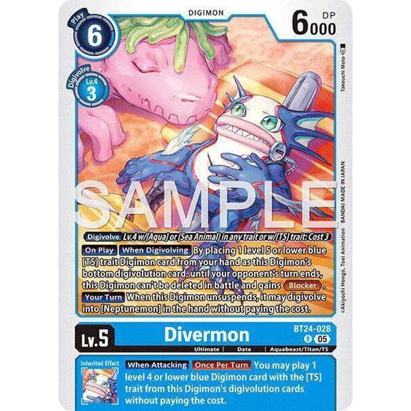 Digimon Time Stranger Rare Divermon BT24-028