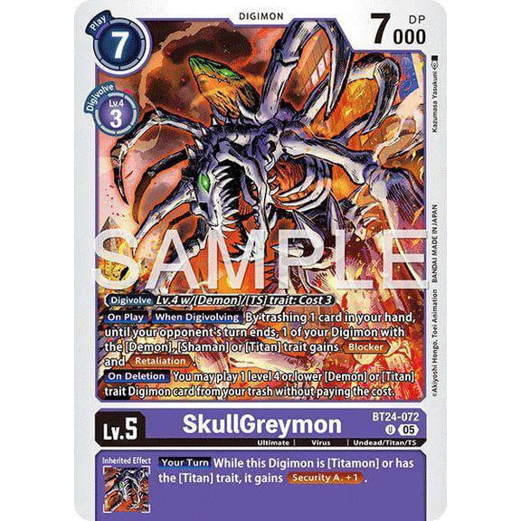 Digimon Time Stranger Uncommon SkullGreymon BT24-072