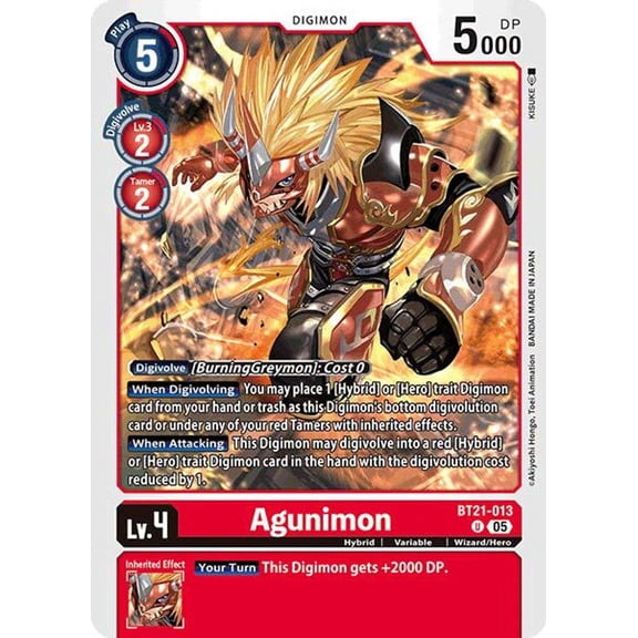 Digimon World Convergence Uncommon Agunimon BT21-013