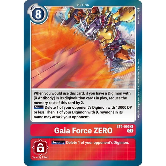 Digimon X-Record Rare Gaia Force ZERO BT9-095