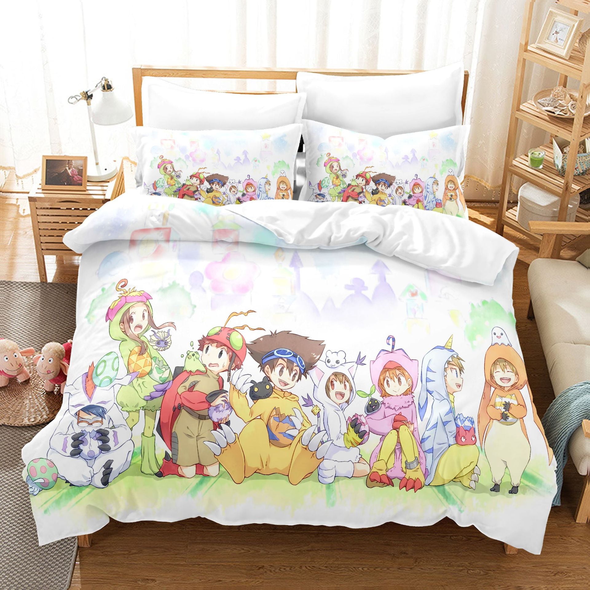 Digimon theme Cartoon Anime Bedding Set Anime 3-Piece Bedding Set 3D ...