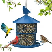 Digipettor Metal Wild Bird Feeder for Outside, Squirrel Proof Bird Feeders, Retractable 4LB Capacity Large Seed Birdfeeder for Outdoors Hanging Garden Yard, Blue