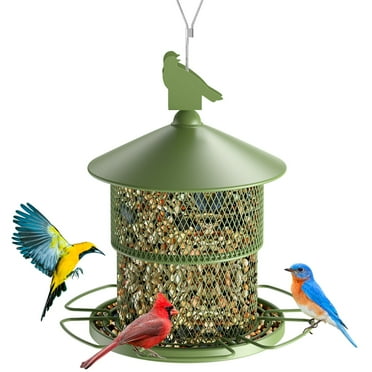 Digipettor Metal Wild Birds Feeder for Outside Hanging, 4LB Capacity Squirrel Proof BirdFeeder for Garden Yard Decoration, Green