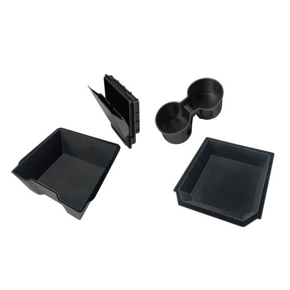 Digipower 4-Piece Console Organizer for Tesla Model 3 2024+ and Model Y 2026+: Center Console Trays, Armrest Storage, and Cup Holder Liners
