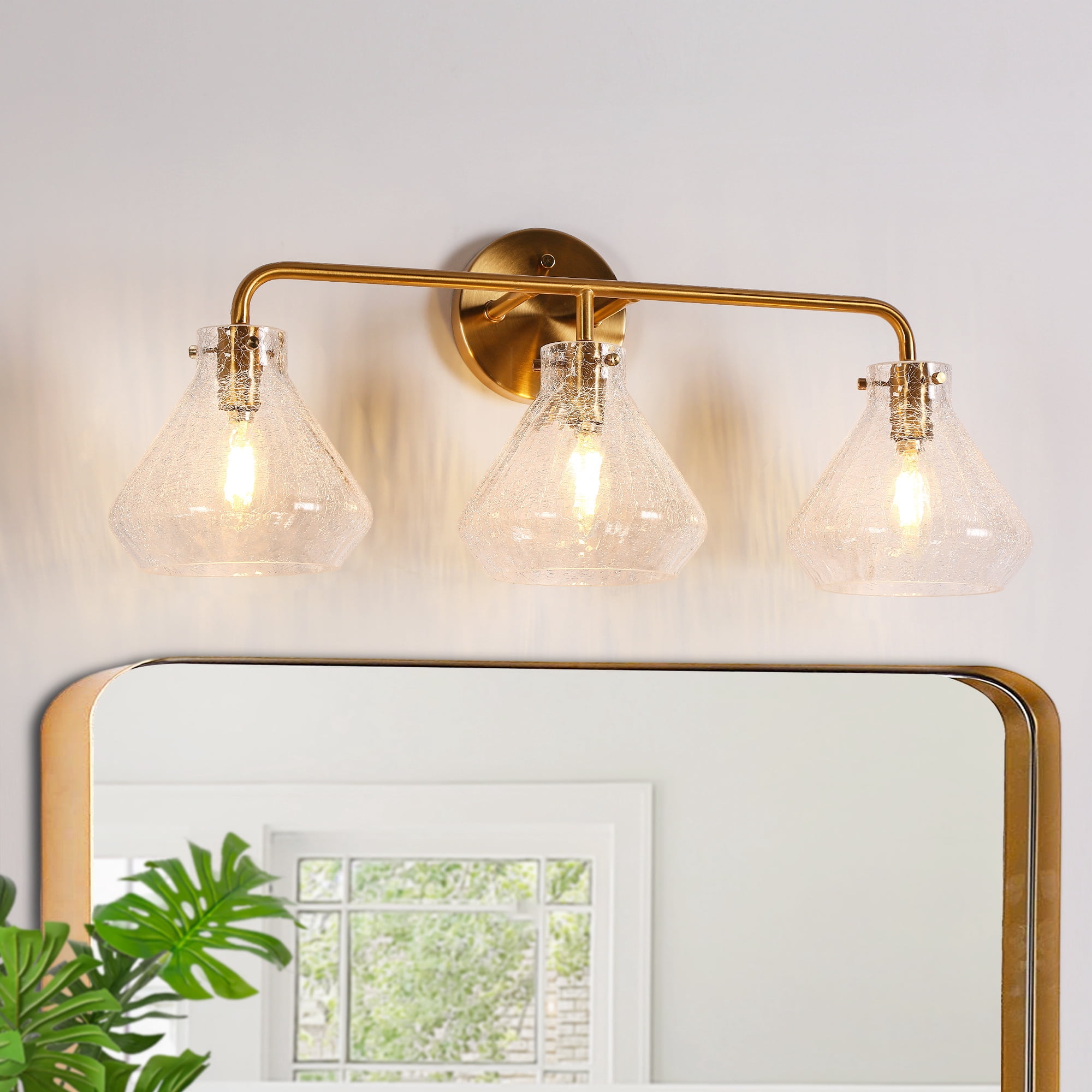 Digipurve 23.6-in 3 Light Polished Gold Modern/contemporary Bathroom Vanity light