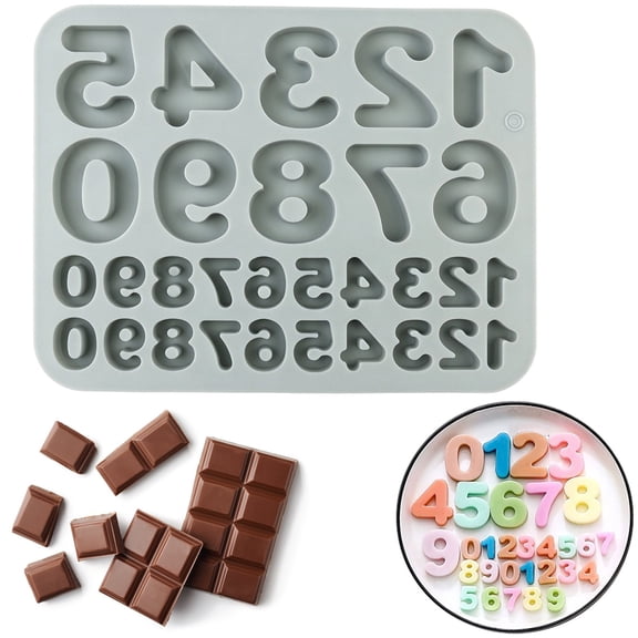 Digit Silicone Mold, 30 Cavity Number Casting Tray, 7.91X6.1X0.43" Reusable Candy Form Mould, Cake Decorating Template, for Chocolate Creation, Handmade Ornament Producing, DIY Craft Projects