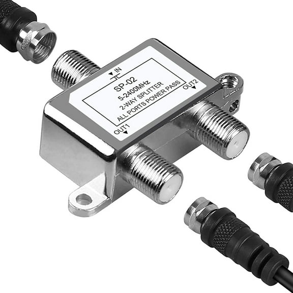 Digital 2-Way Coaxial Cable Splitter 5-2400MHz, RG6 Compatible, Work with Satellite/Cable TV and Internet, CATV Antenna System.(COAXIAL Cable NOT Included)