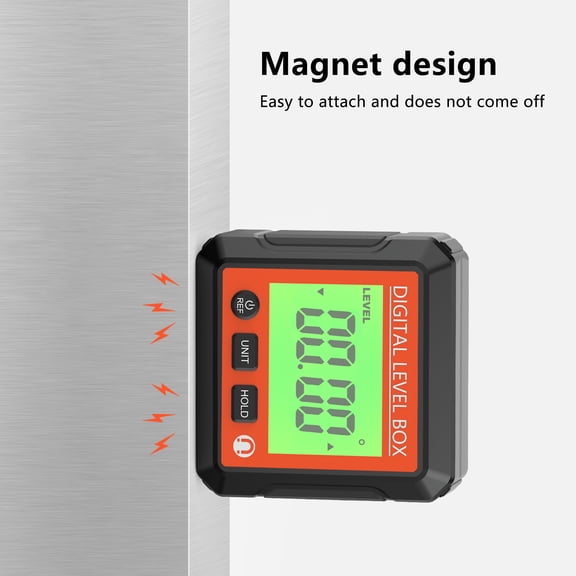 Digital 3-in-1 Magnetic Angle Finder Level and Inclinometer Gauge, 4 x 90 Degree Measuring Backlit LCD Protractor Tool (2.28 in / 5.8 cm)