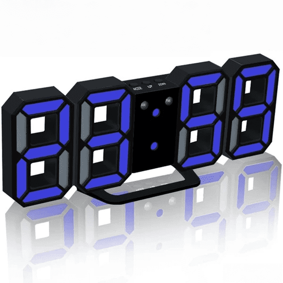 Digital 3D LED Big Wall Desk Alarm Clock Snooze 12/24 Hours Auto Brightness USB