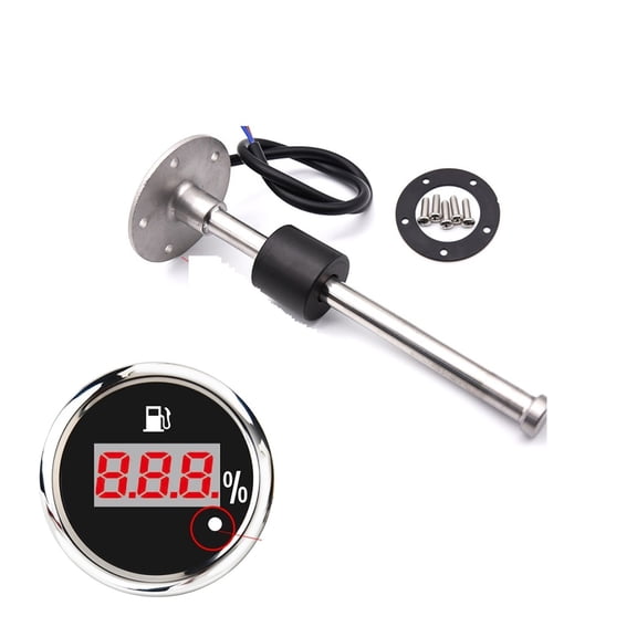 Digital 52MM Fuel Level Gauge Warning Light Oil Tank Indicator Marine Fuel Level Sensor 125mm 150mm 200mm 250mm 400mm 500mm ,Easy Setup