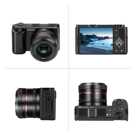 Digital 5K Digital Camera 64MP WiFi Digital Video Camera Camcorder 3.2 Inch Flip 12X Optical Zoom Auto Manual Focus For Vlog Video Photography