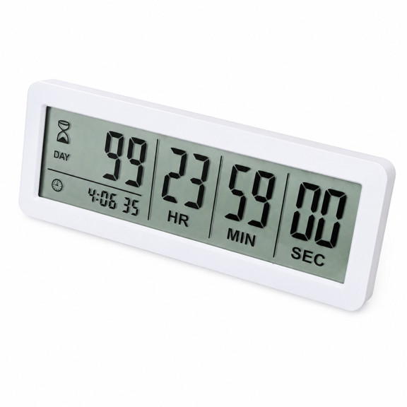 Digital 999 Days Countdown Clock Timer Magnetic Backing for Vacation Retirement Wedding Lab Kitchen Project Meeting(White)