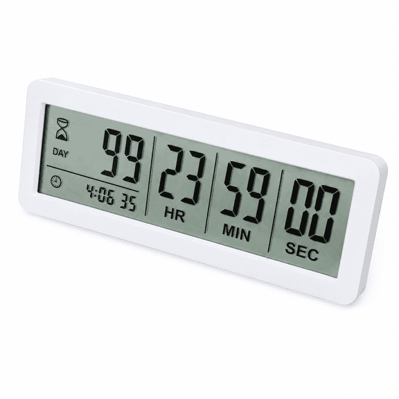 Digital 999 Days Countdown Clock Timer Magnetic Backing for Vacation Retirement Wedding Lab Kitchen Project Meeting(White)
