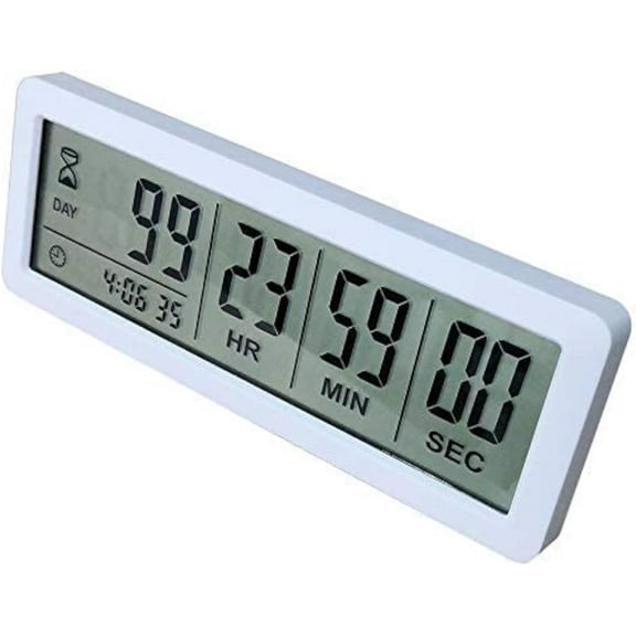 Digital 999 Days Countdown Clock Timer Magnetic Backing for Vacation Retirement Wedding Lab Kitchen Project Meeting(White)