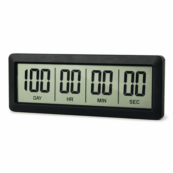 ABCISI 999-Day Digital Countdown Timer with Large LCD, Magnetic Back, 12/24-Hour Clock and 1-Minute Alarm for Retirement, Vacation, Wedding, Exam, Kitchen and Projects, Black