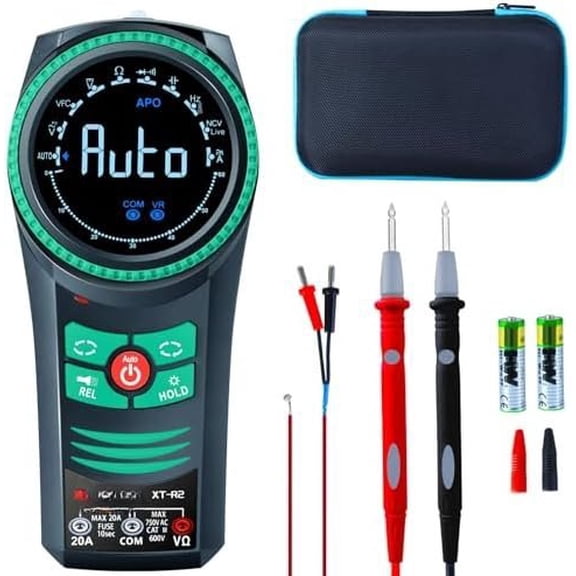 Digital AC DC Professional Multimeter , TRMS 6000 Counts Rotary Dial Electrical Automotive Autoranging DMM 1000V NCV Ohm Amp Meter, Capacitance Temperature Diode XT-R2