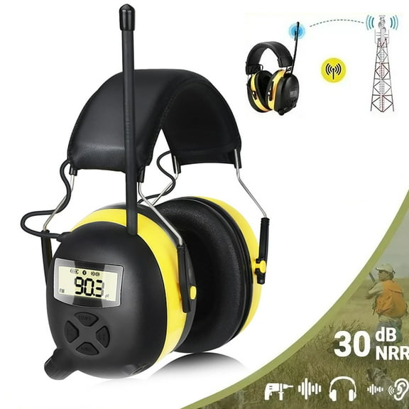 Digital AM/FM Radio Headphones with 30dB Noise Cancelling & Hearing Protection for Gardening, Lawn Mowing, Yard Work - Adjustable, Lightweight, Rechargeable, AUX Compatible