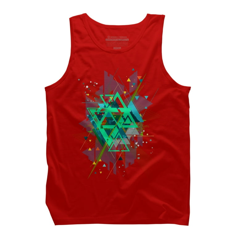 Digital Abstract Geometric Supreme Blast Mens Red Graphic Tank Top - Design  By Humans S