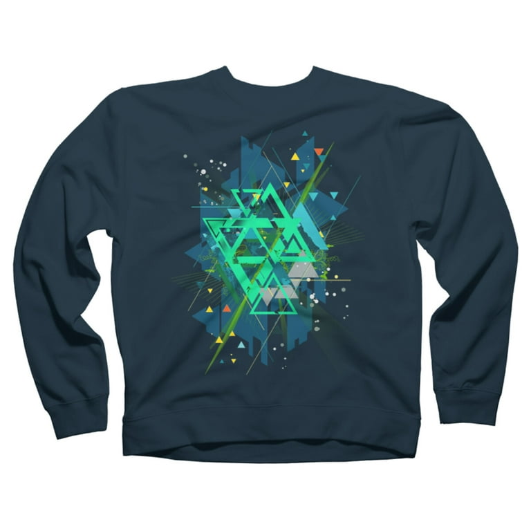 Digital Abstract Geometric Supreme Blast Navy Blue Graphic Crew Neck  Sweatshirt - Design By Humans XL