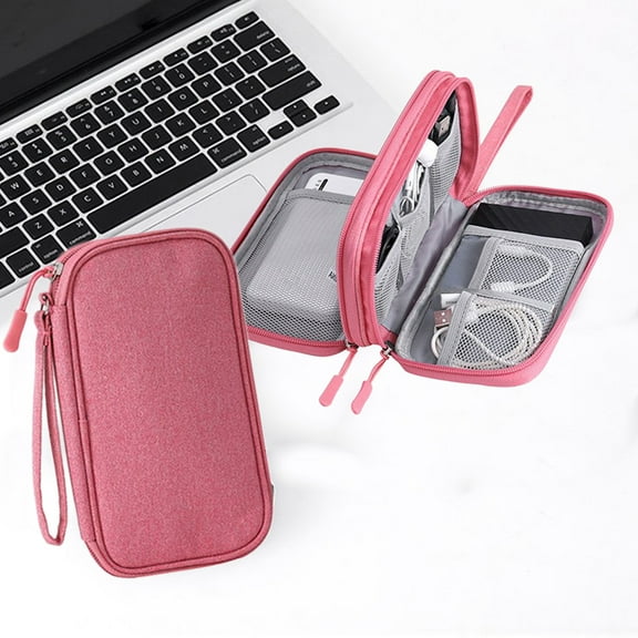 Digital Accessories Organizer, Multi-Layer Hard Case, Metal Zipper, Sandwich Design, Dustproof, for Power Bank Cables Earphones