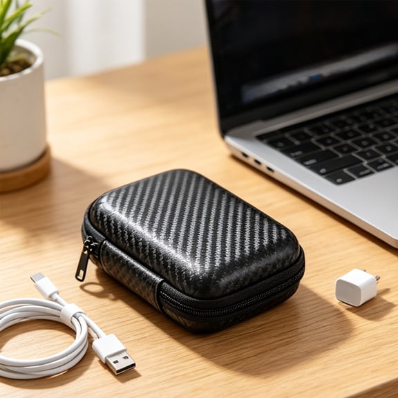 Digital Accessory Storage Bag, Portable Travel Electronics Organizer Case with Shockproof Partition Design for Cables, Charger, Earbuds, USB Drives