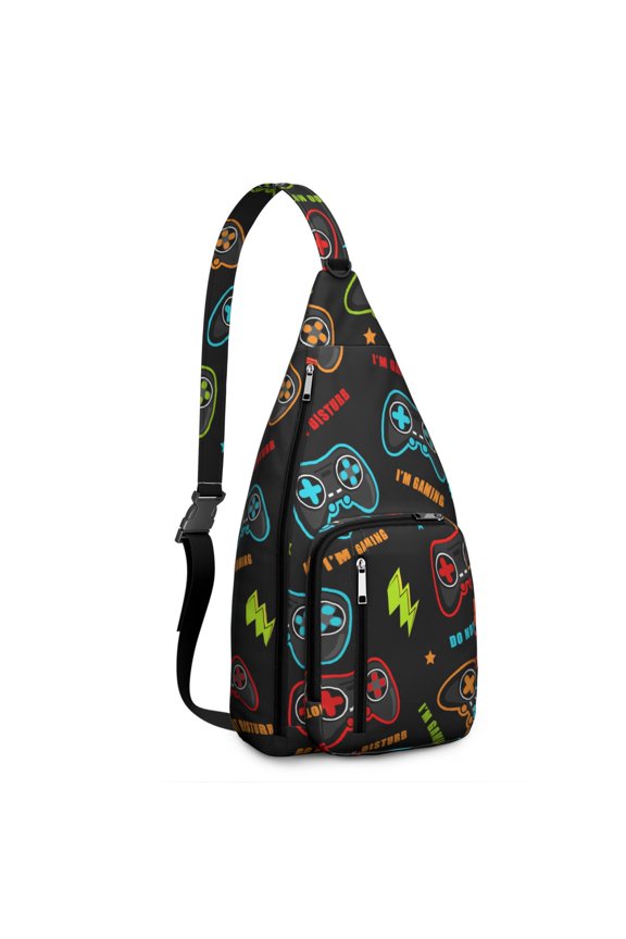 Digital Aesthetic Sling Bag - Convenient Waterproof Chest Pack with Theft-Proof Design for Commuters