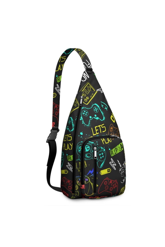 Digital Aesthetic Sling Bag - Convenient Waterproof Chest Pack with Theft-Proof Design for Commuters